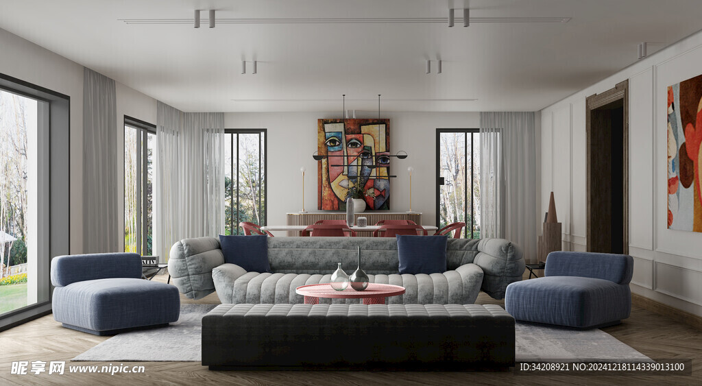 现代简约高级感新中式复古风客厅