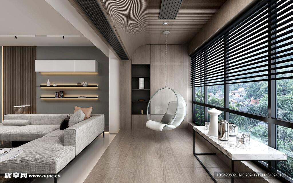 现代简约高级感新中式复古风客厅