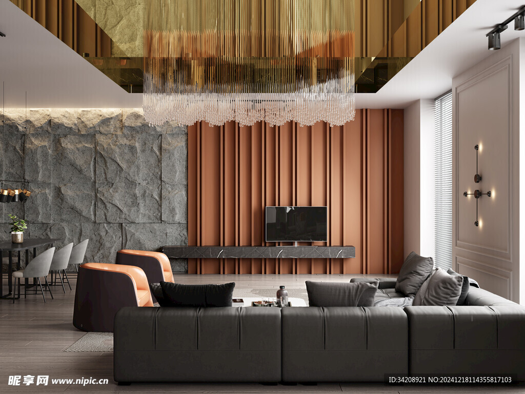 现代简约高级感新中式复古风客厅