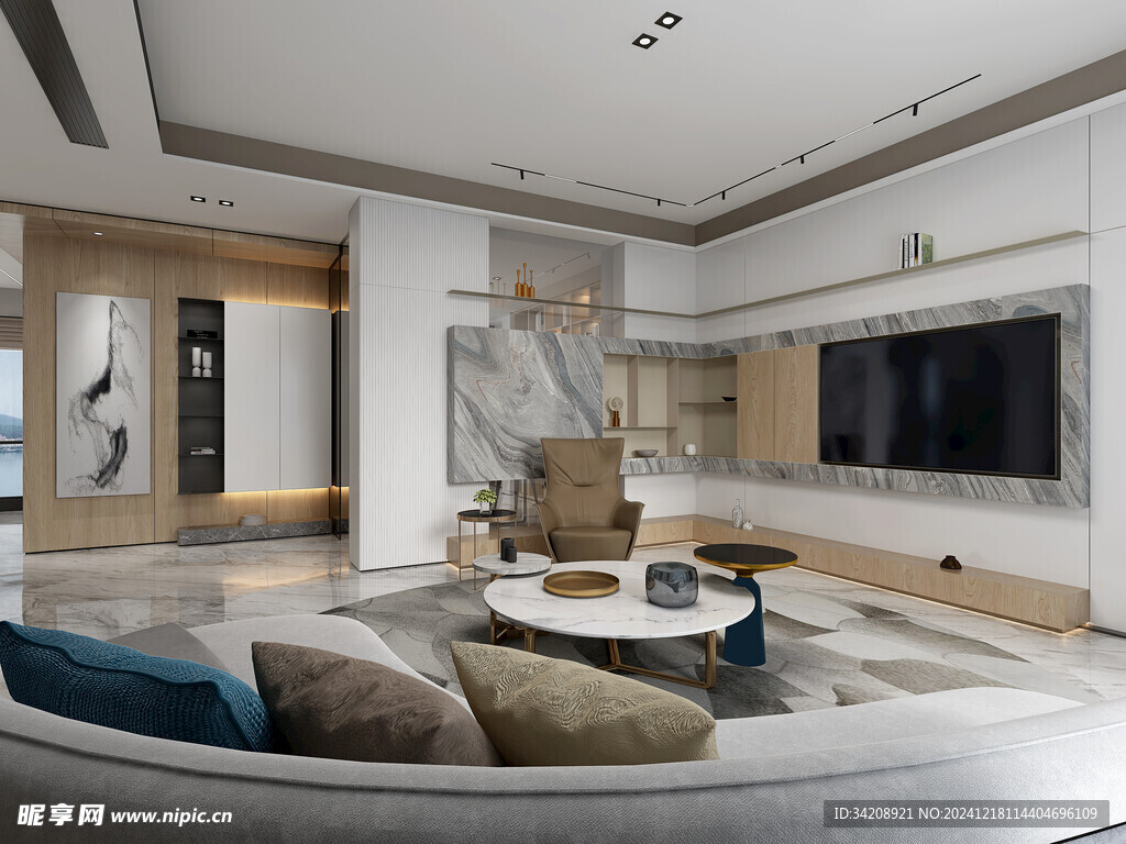 现代简约高级感新中式复古风客厅