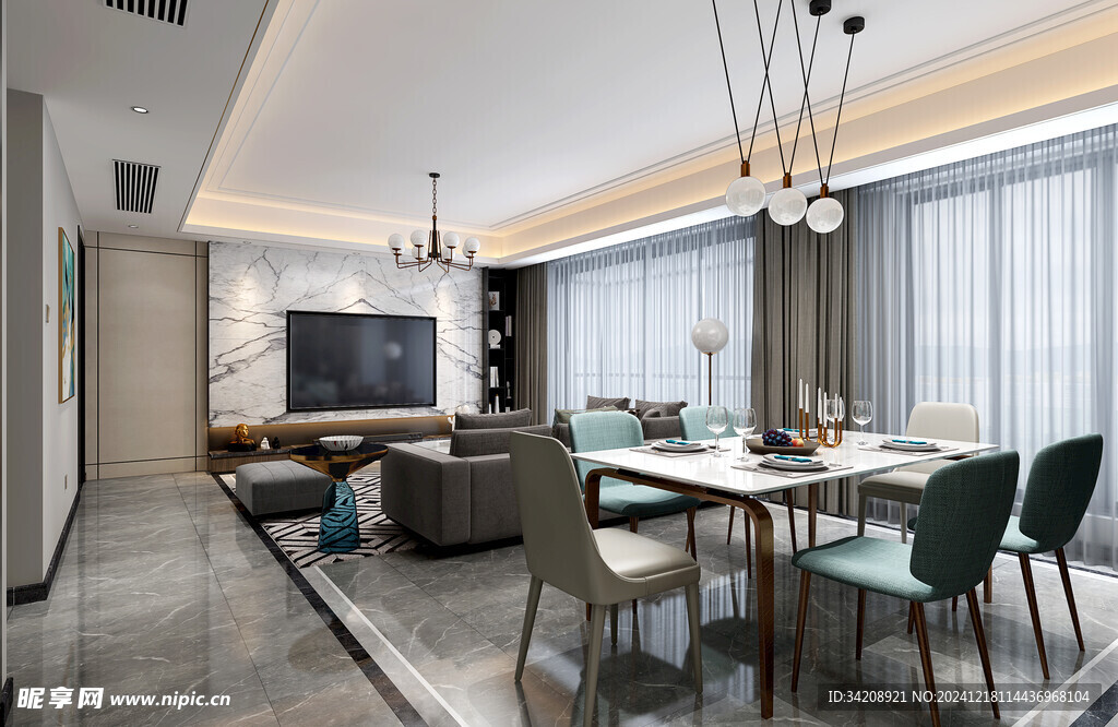 现代简约高级感新中式复古风客厅