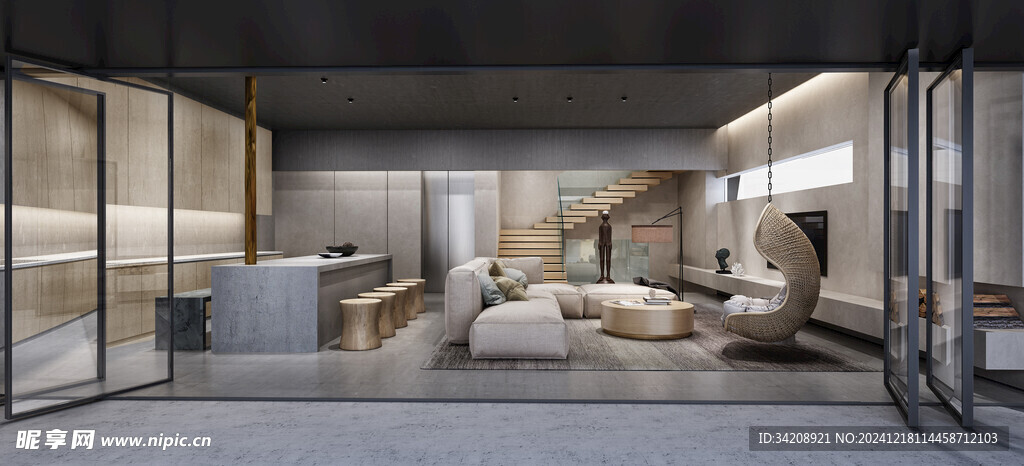 现代简约高级感新中式复古风客厅