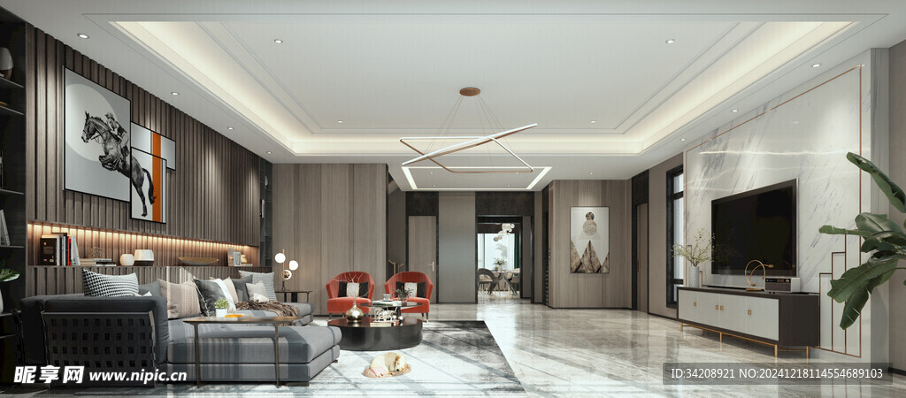 现代简约高级感新中式复古风客厅