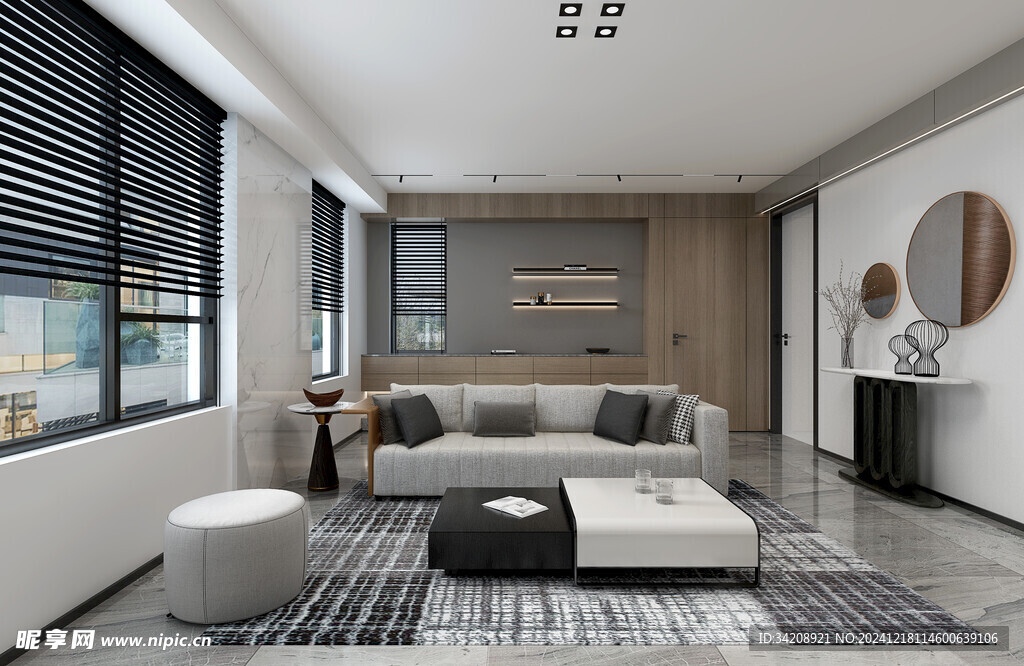 现代简约高级感新中式复古风客厅