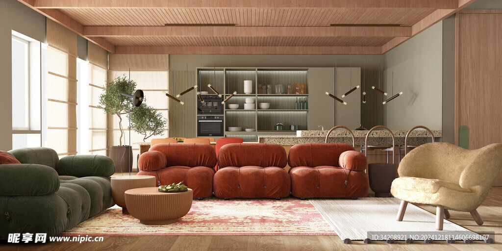 现代简约高级感新中式复古风客厅