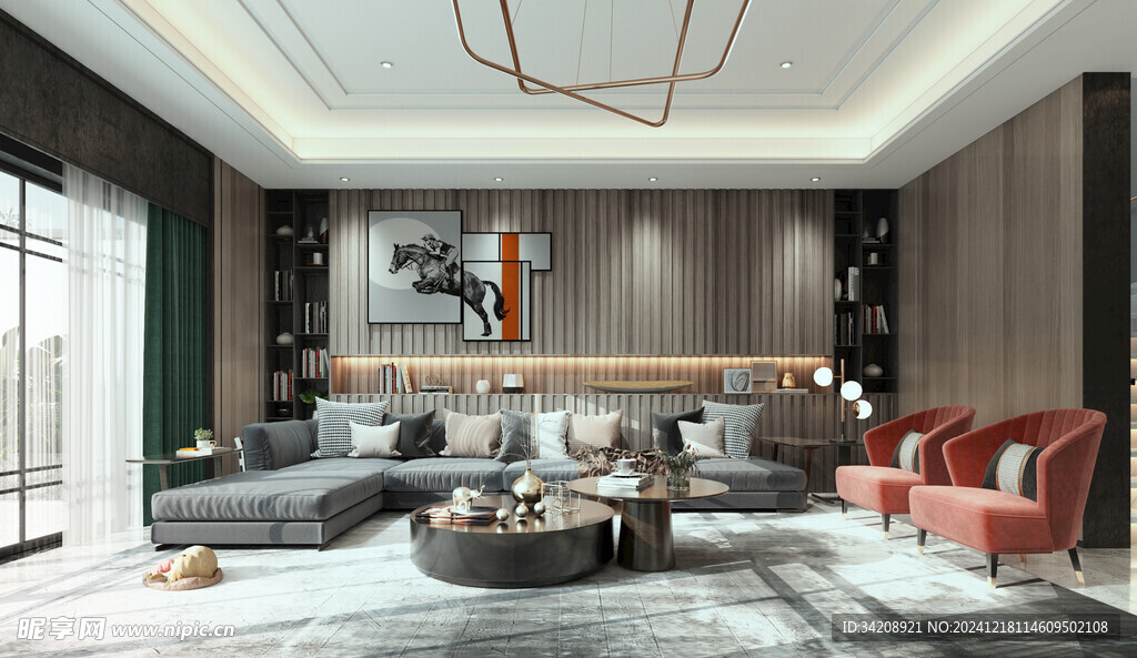 现代简约高级感新中式复古风客厅