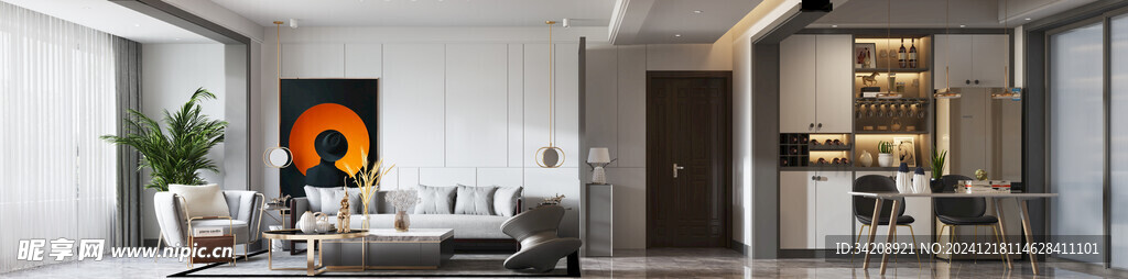 现代简约高级感新中式复古风客厅