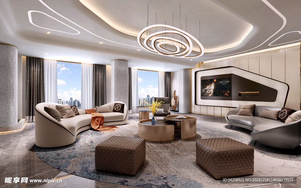 现代简约高级感新中式复古风客厅