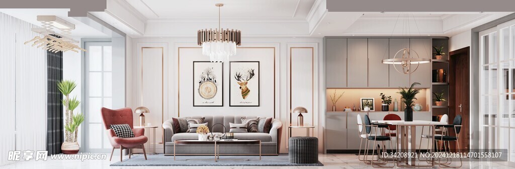 现代简约高级感新中式复古风客厅