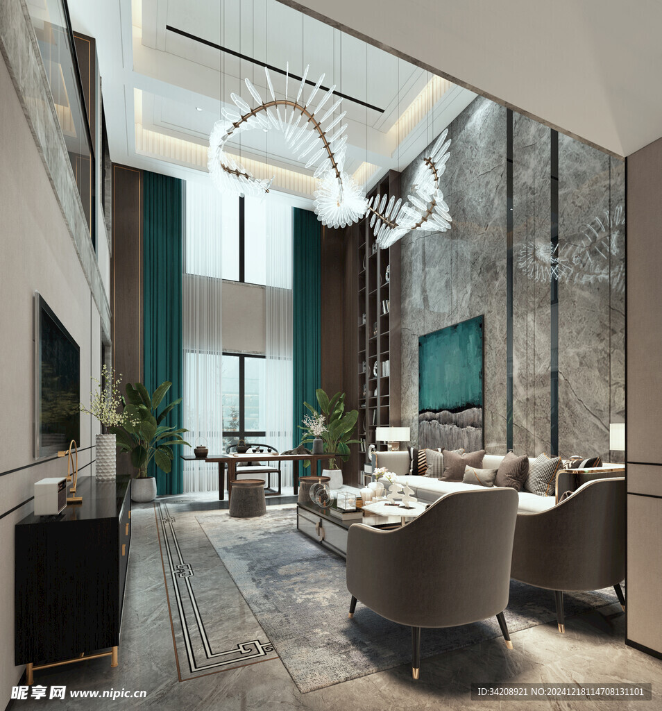 现代简约高级感新中式复古风客厅