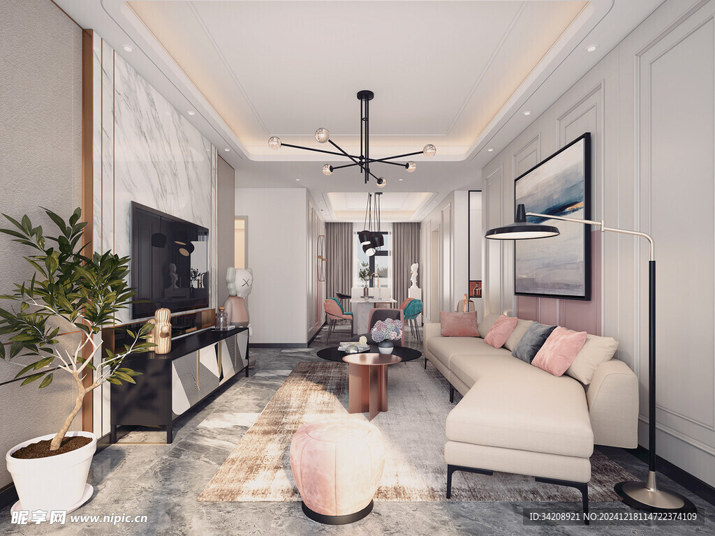 现代简约高级感新中式复古风客厅