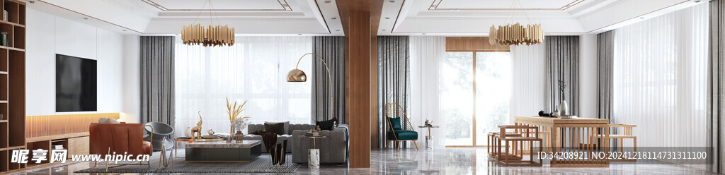 现代简约高级感新中式复古风客厅