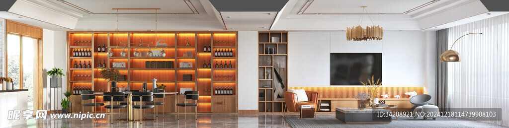 现代简约高级感新中式复古风客厅