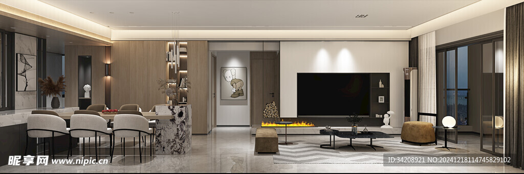 现代简约高级感新中式复古风客厅