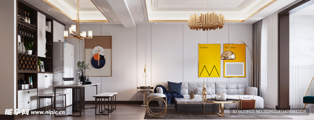 现代简约高级感新中式复古风客厅