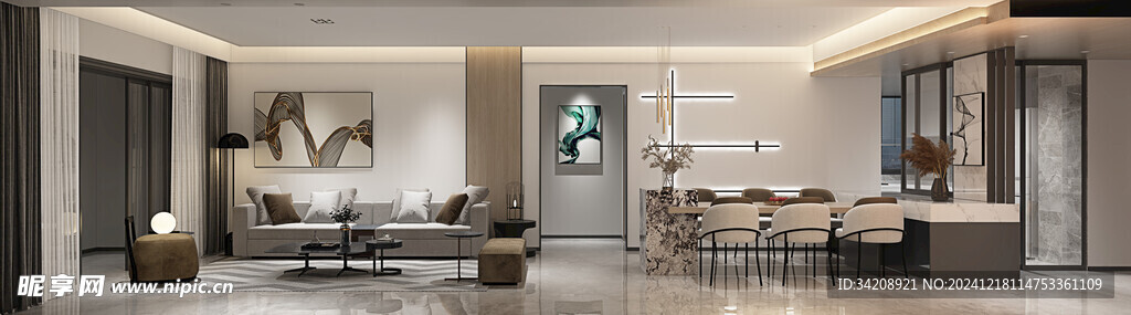 现代简约高级感新中式复古风客厅