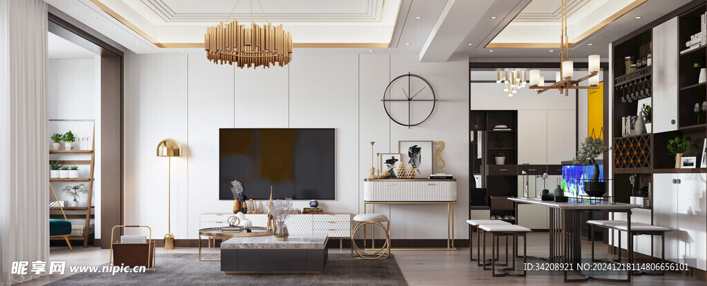 现代简约高级感新中式复古风客厅