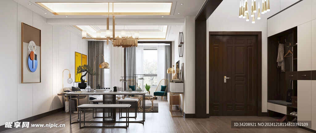 现代简约高级感新中式复古风客厅