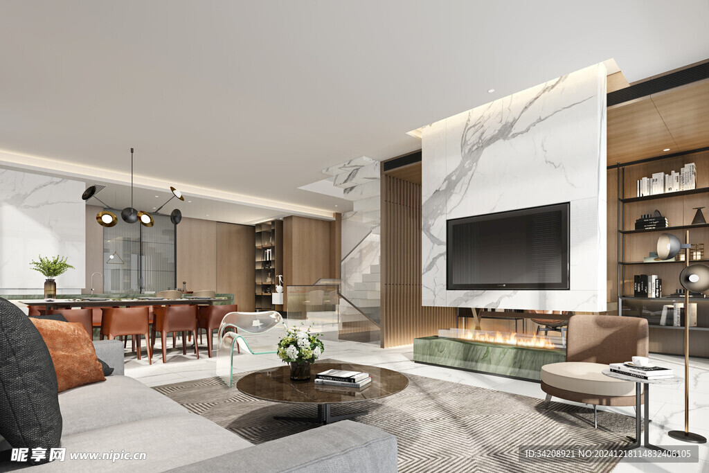 现代简约高级感新中式复古风客厅