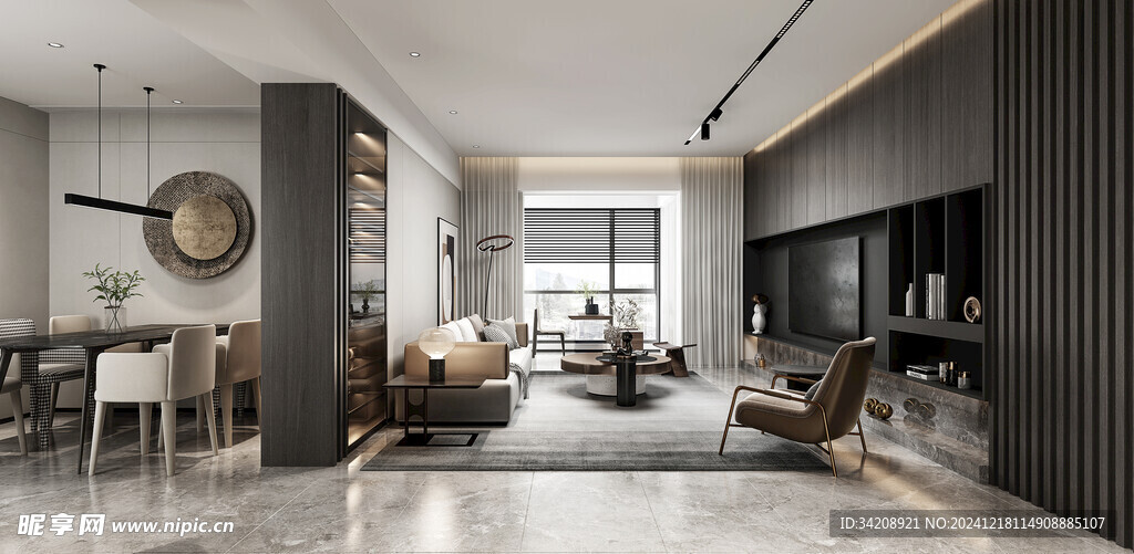 现代简约高级感新中式复古风客厅