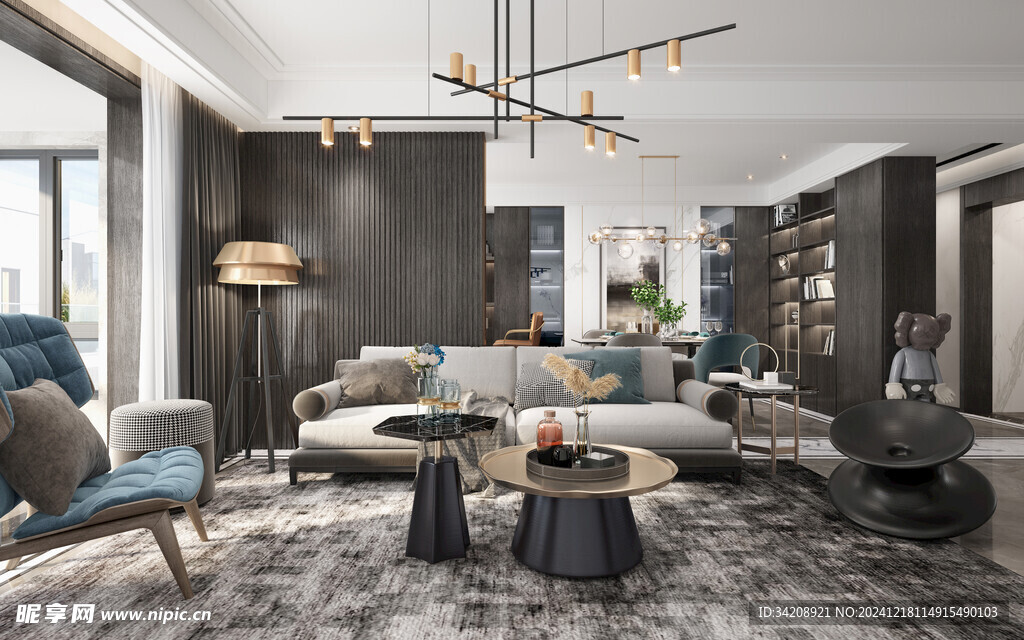 现代简约高级感新中式复古风客厅