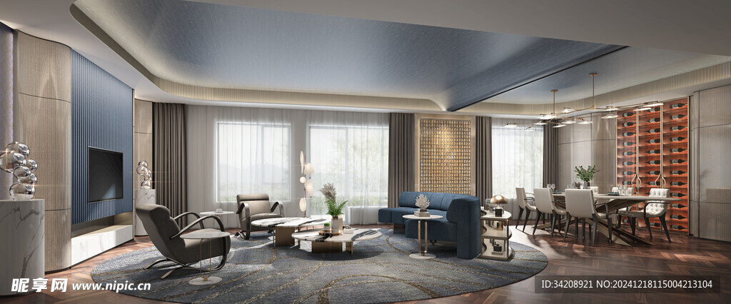 现代简约高级感新中式复古风客厅