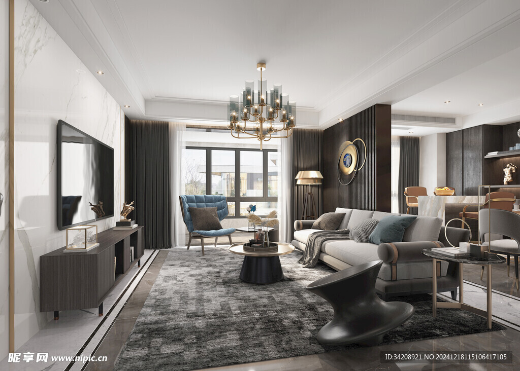 现代简约高级感新中式复古风客厅