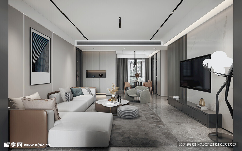 现代简约高级感新中式复古风客厅