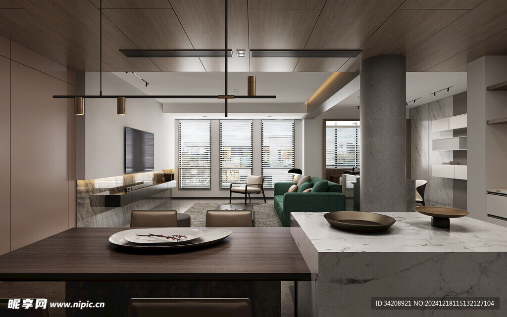 现代简约高级感新中式复古风客厅