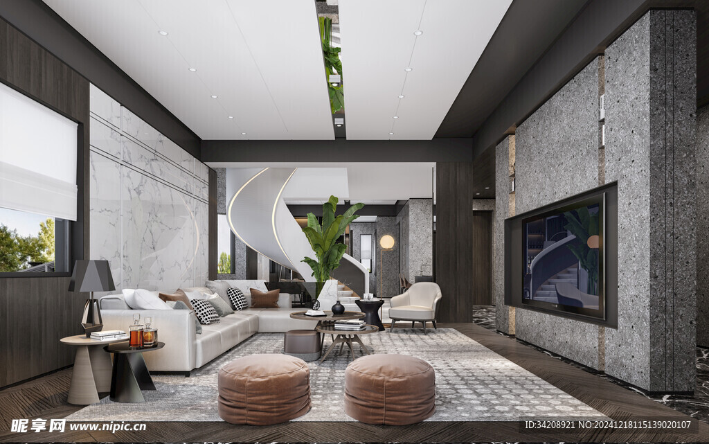 现代简约高级感新中式复古风客厅