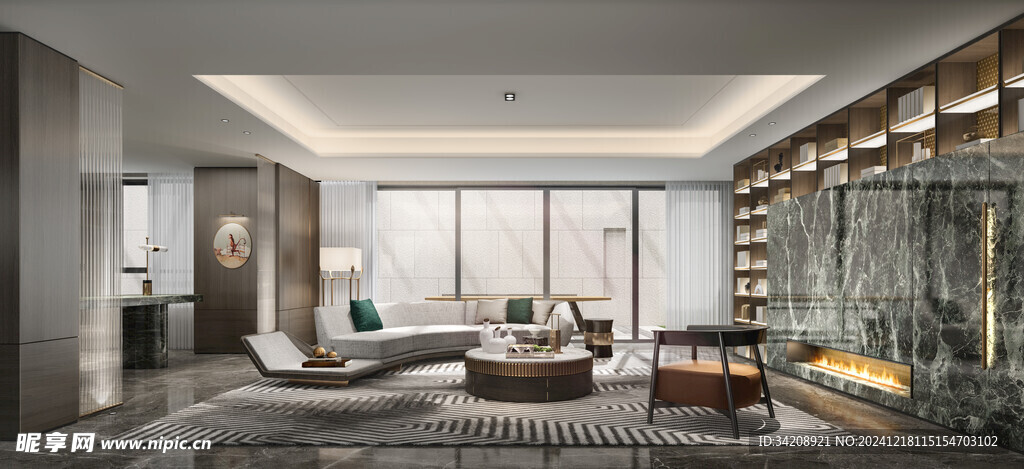 现代简约高级感新中式复古风客厅