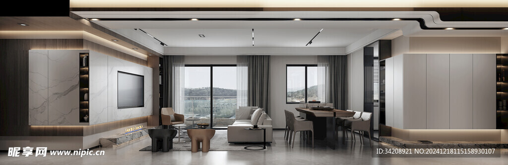 现代简约高级感新中式复古风客厅