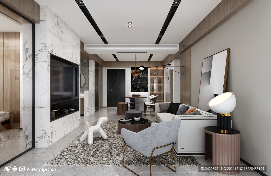 现代简约高级感新中式复古风客厅