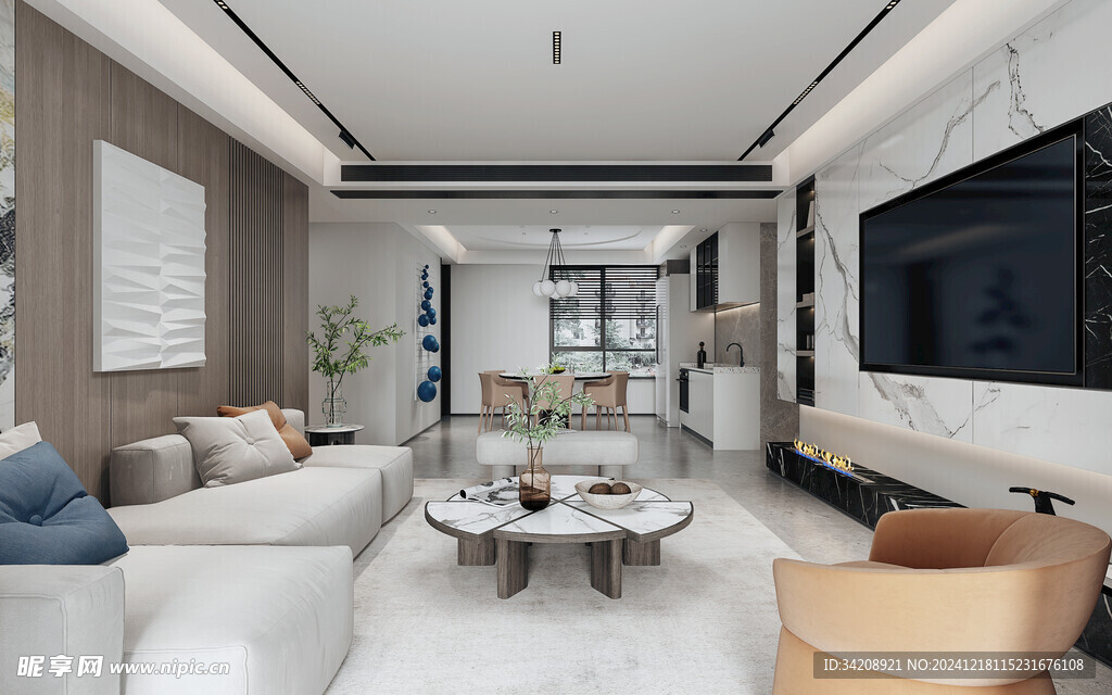 现代简约高级感新中式复古风客厅