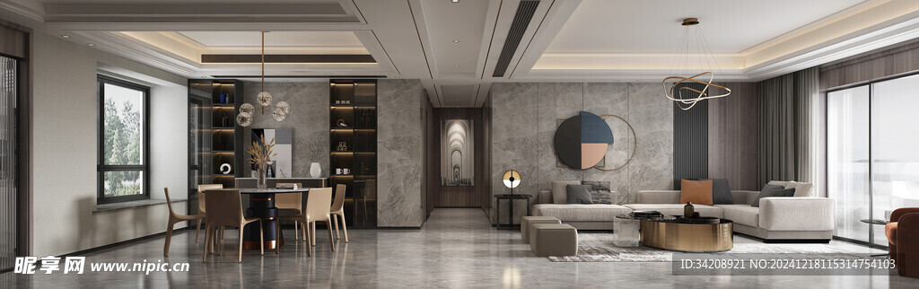 现代简约高级感新中式复古风客厅