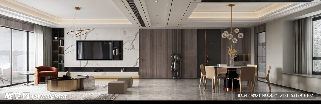 现代简约高级感新中式复古风客厅