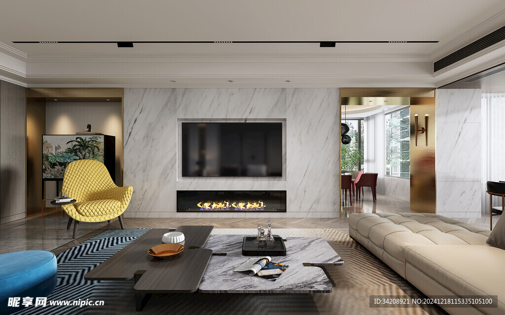 现代简约高级感新中式复古风客厅