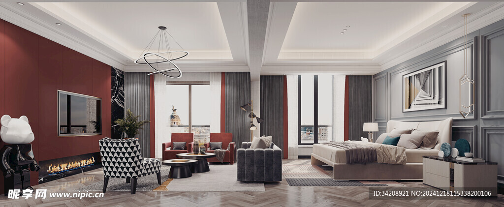 现代简约高级感新中式复古风客厅