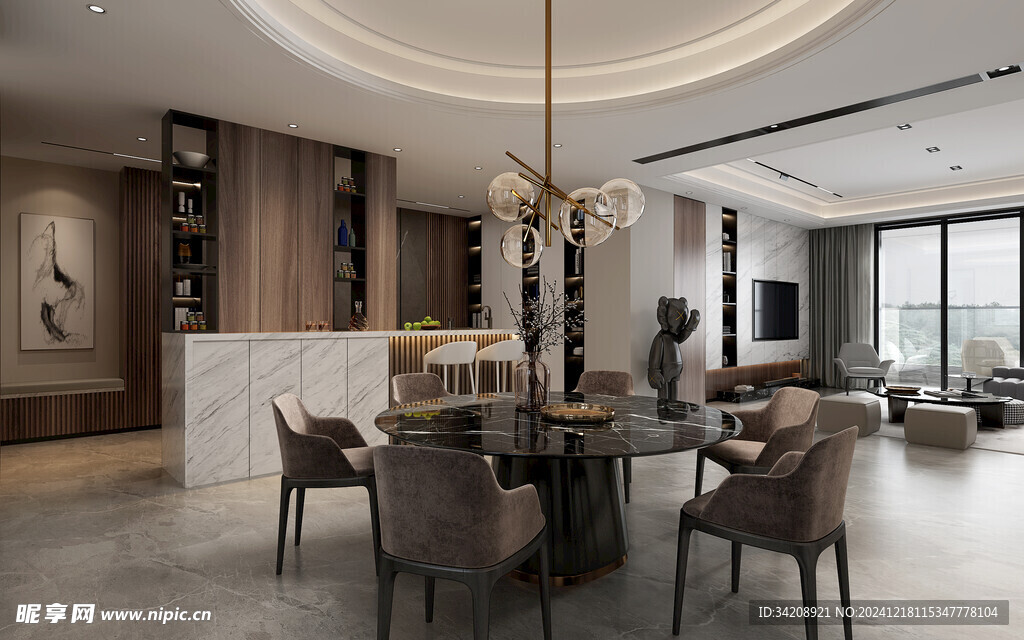 现代简约高级感新中式复古风客厅