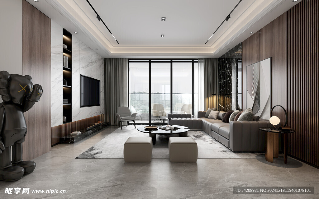 现代简约高级感新中式复古风客厅