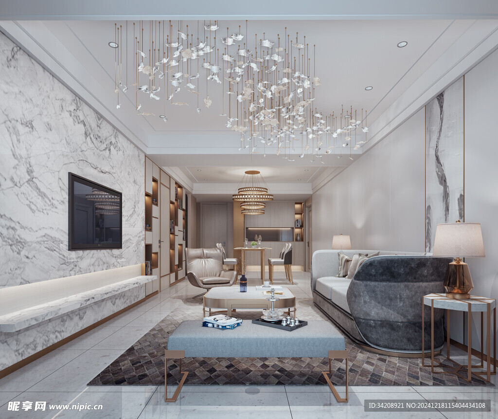 现代简约高级感新中式复古风客厅