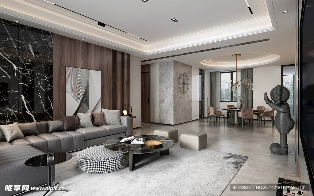 现代简约高级感新中式复古风客厅