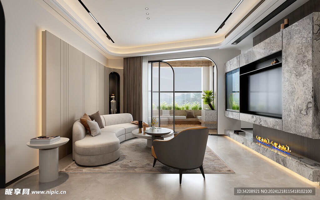 现代简约高级感新中式复古风客厅