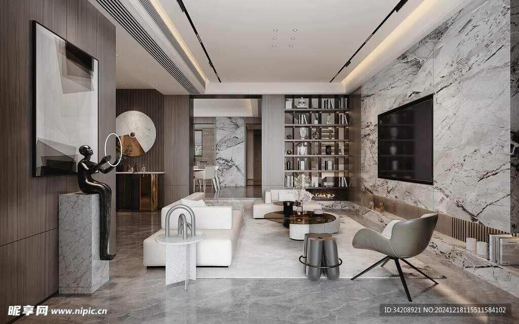 现代简约高级感新中式复古风客厅