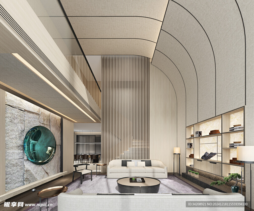 现代简约高级感新中式复古风客厅