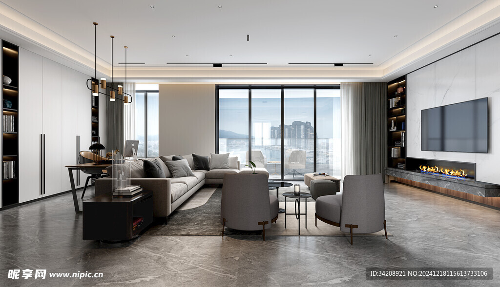 现代简约高级感新中式复古风客厅