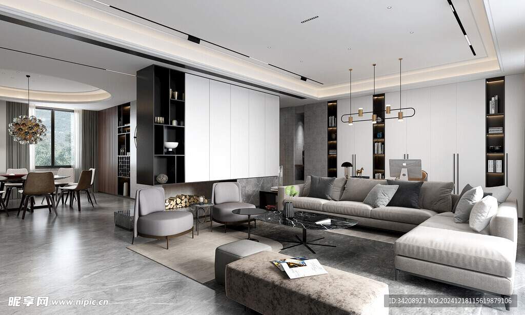 现代简约高级感新中式复古风客厅