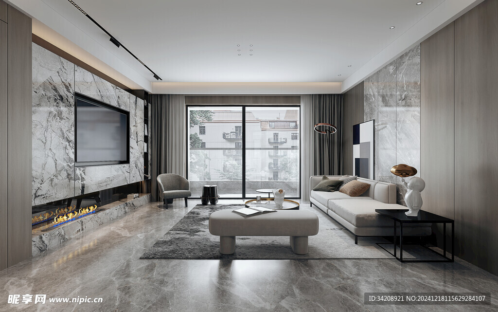 现代简约高级感新中式复古风客厅