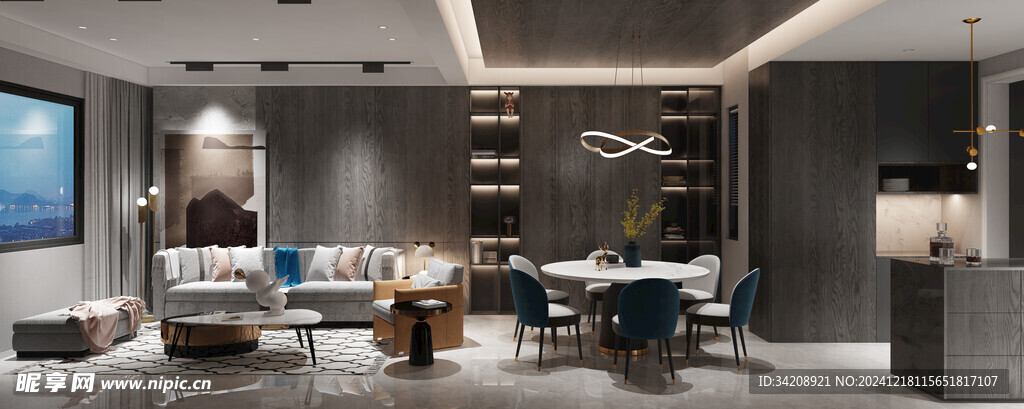 现代简约高级感新中式复古风客厅