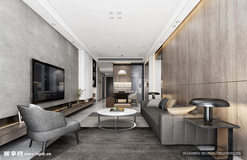 现代简约高级感新中式复古风客厅